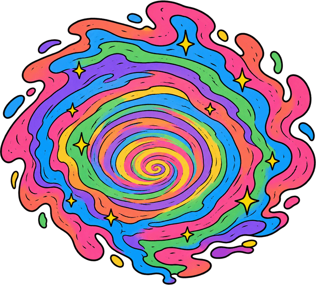 a slow turning rainbow spiral
